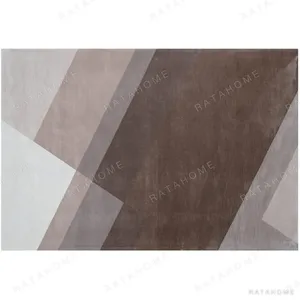 Custom Overlapping Planes Rug in Brown, Taupe and Grey — in a room setting