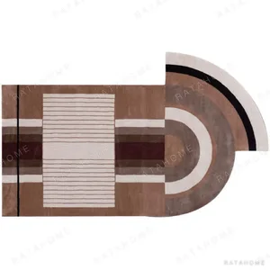 Custom Deco Runner in Brown, Cream and Burgundy — in a room setting