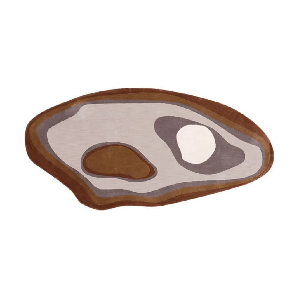 Custom Pebble Contour Rug in Brown, Taupe and Cream — front view