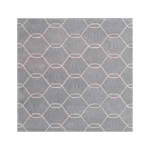 Custom Honeycomb Trellis Rug in Blue-Grey and Blush — front view