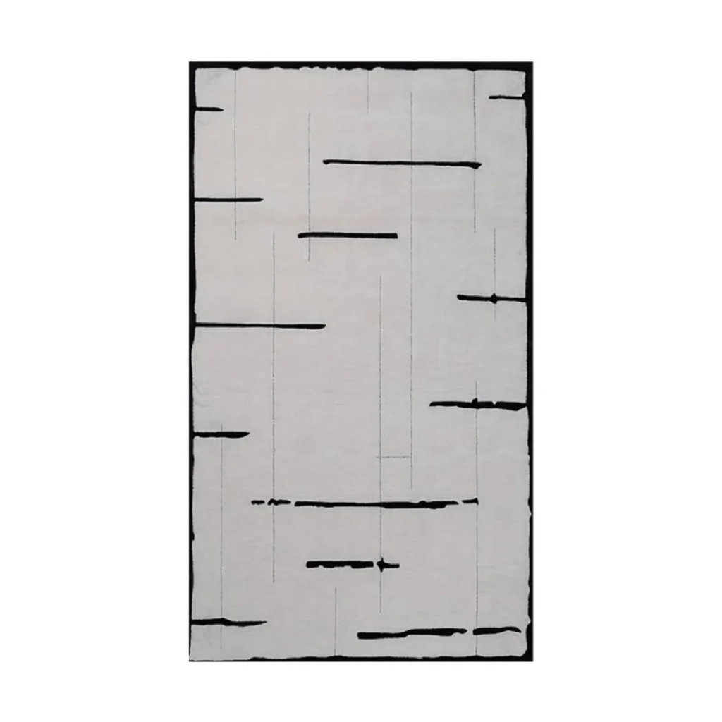 Custom Ink Dash Rug in Pale Grey with Black Border — front view