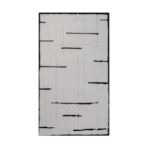Custom Ink Dash Rug in Pale Grey with Black Border — front view