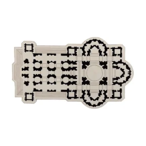 Custom Architectural Plan Rug in Black on Cream — front view