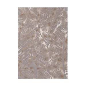 Custom Palm Frond Rug in Taupe and Sand — front view