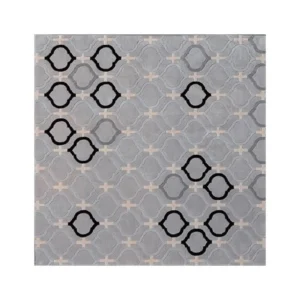 Custom Moroccan Lattice Rug in Grey, Cream and Black — front view