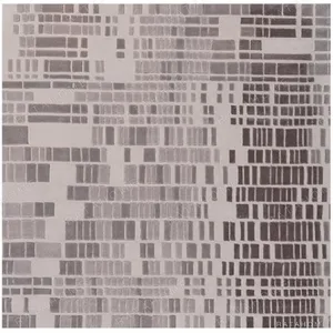 Custom Broken Bar Code Rug in Grey and Cream — in a room setting