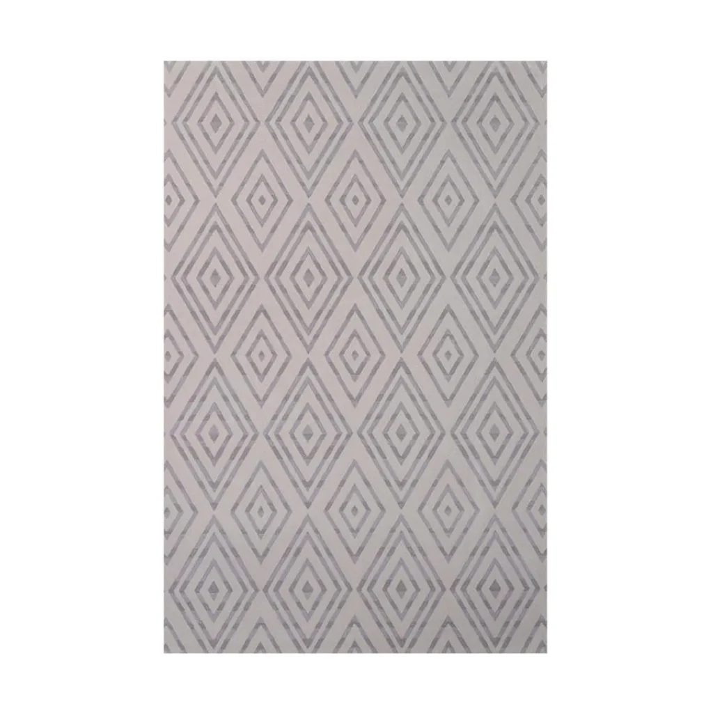 Custom Diamond Lattice Rug in Pale Grey — front view