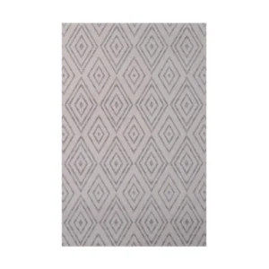 Custom Diamond Lattice Rug in Pale Grey — front view