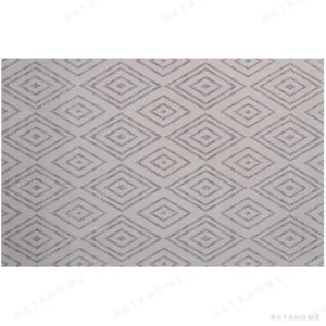 Custom Diamond Lattice Rug in Pale Grey — in a room setting
