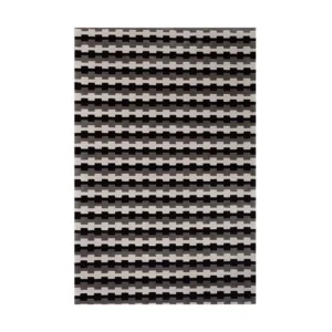 Custom Chain Stripe Rug in Black, Grey and Cream — front view