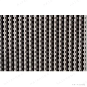 Custom Chain Stripe Rug in Black, Grey and Cream — in a room setting