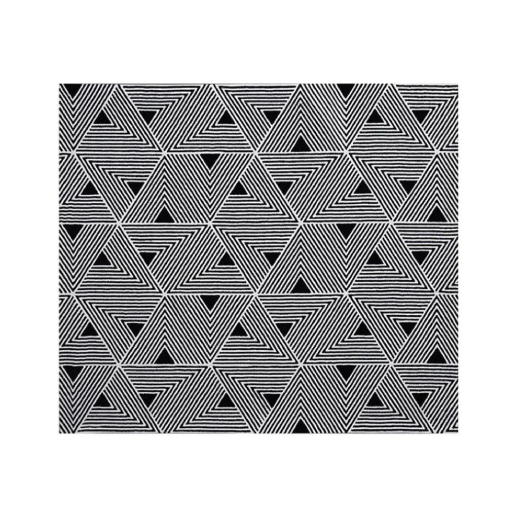 Custom Triangle Stripe Rug in Black and White — front view