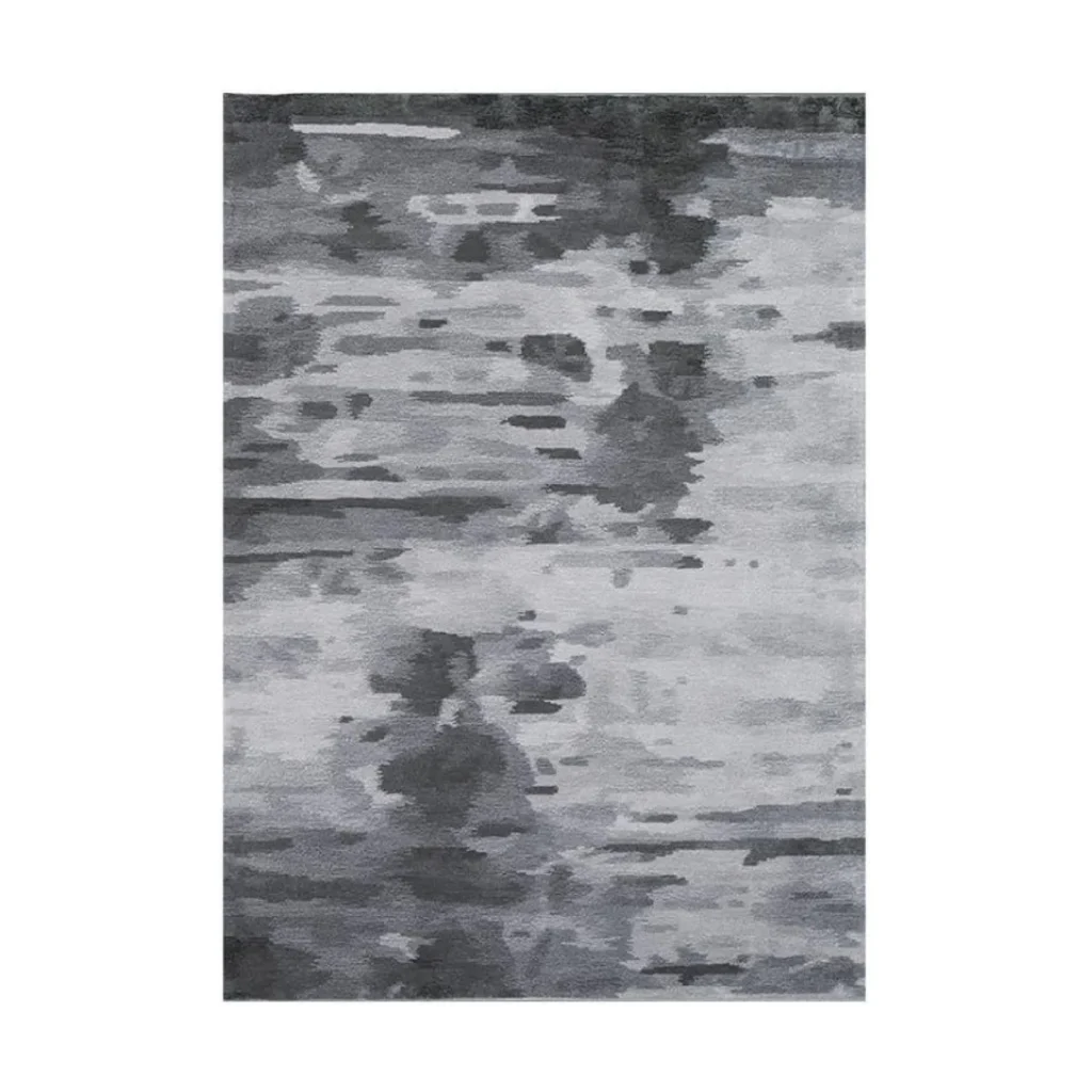 Custom Ink Wash Rug in Grey and Charcoal — front view