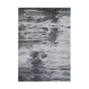 Custom Ink Wash Rug in Grey and Charcoal — front view
