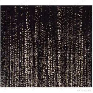 Custom Night Rain Rug in Black with Gold Speckle — in a room setting