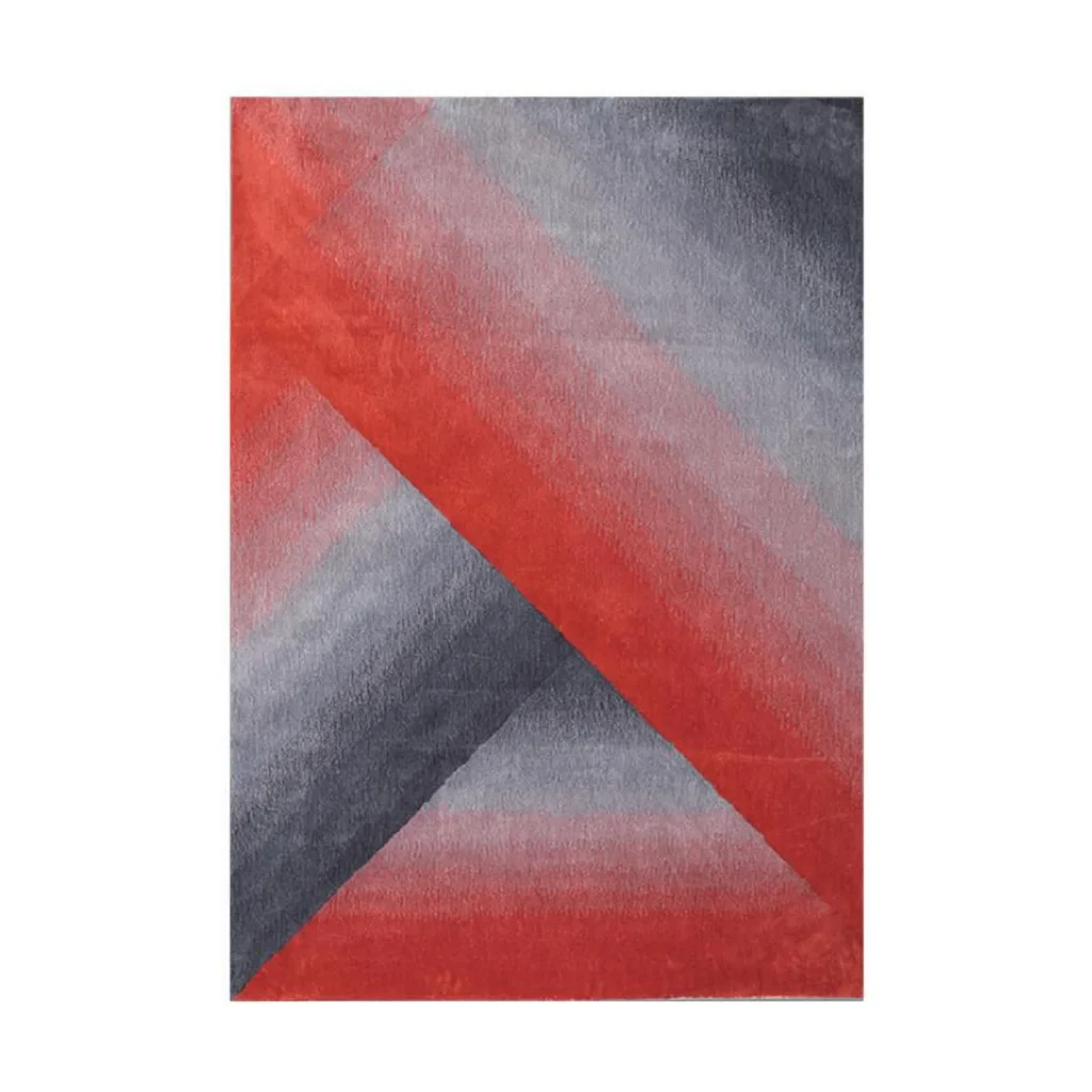 Custom Gradient Chevron Rug in Red and Grey — front view