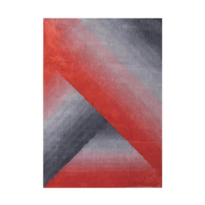 Custom Gradient Chevron Rug in Red and Grey — front view