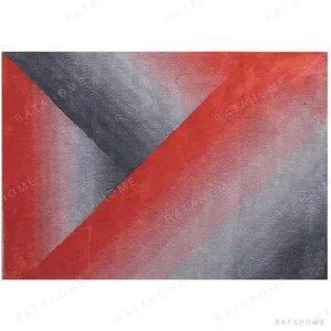 Custom Gradient Chevron Rug in Red and Grey — in a room setting