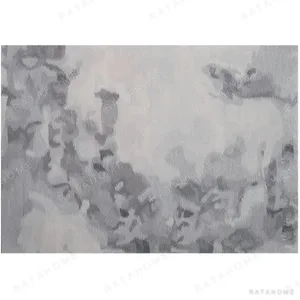 Custom Cloud Wash Rug in Pale Grey — in a room setting