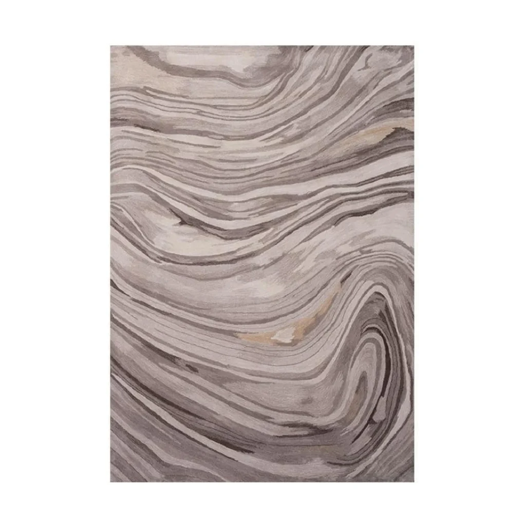 Custom Marbled Agate Rug in Taupe, Grey and Cream — front view