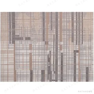 Custom Crosshatch Grid Rug in Cream, Taupe and Grey — in a room setting