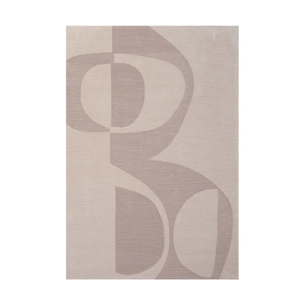 Custom Tonal Arc Rug in Sand and Taupe — front view