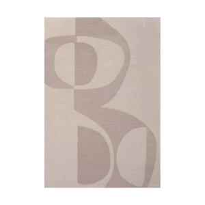 Custom Tonal Arc Rug in Sand and Taupe — front view