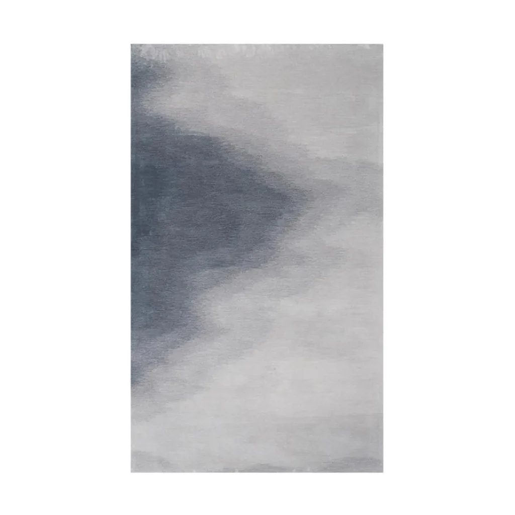 Custom Smoke Gradient Rug in Charcoal and Grey — front view
