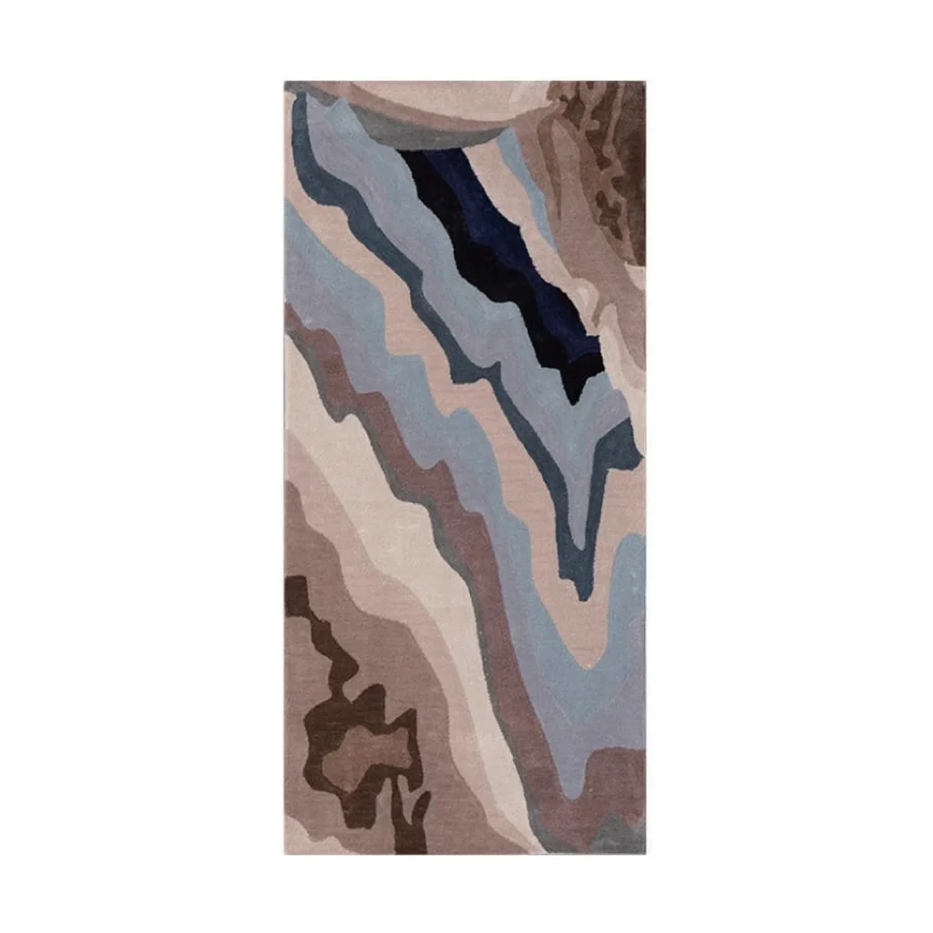 Custom Agate Runner in Blue, Navy, Taupe and Cream — front view