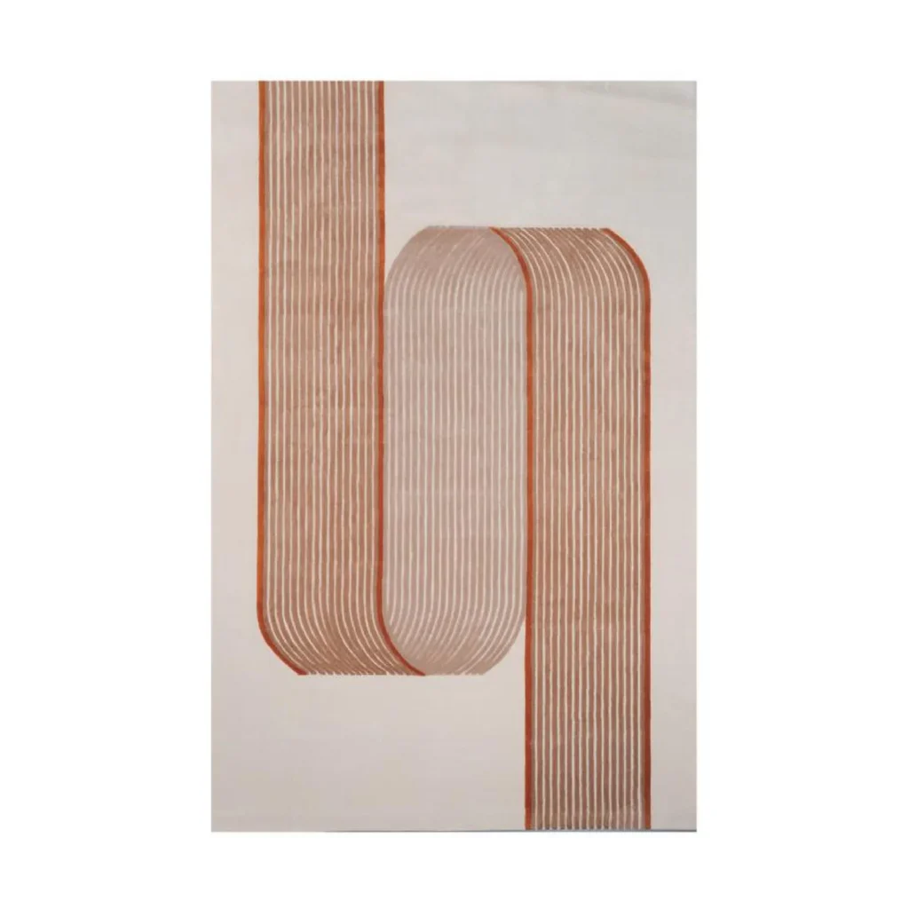 Custom Ribbon Loop Rug in Terracotta on Cream — front view