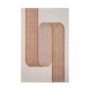 Custom Ribbon Loop Rug in Terracotta on Cream — front view
