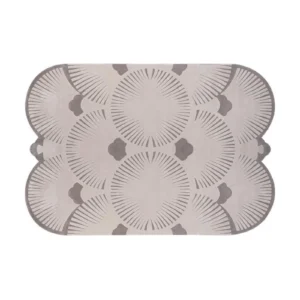 Custom Scalloped Fan Rug in Pale Grey and Cream — front view