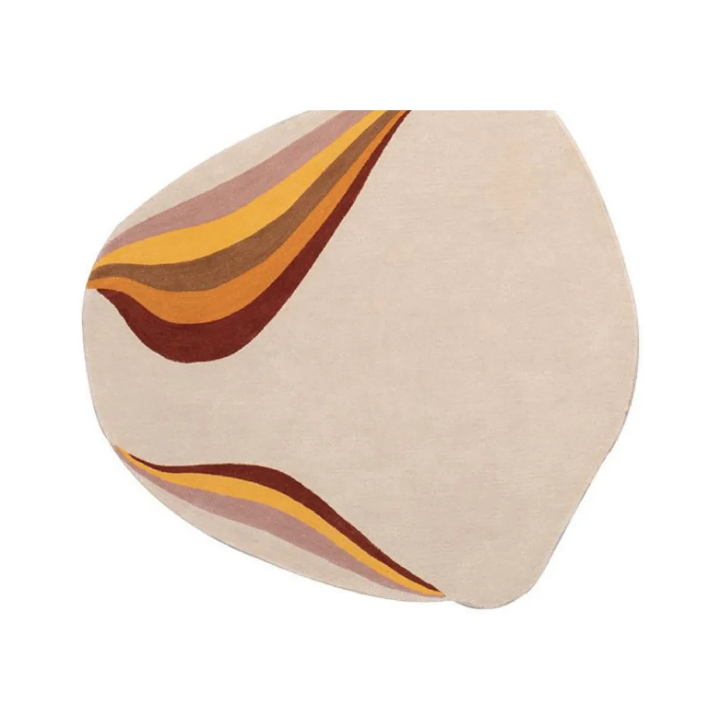 Custom Pebble Rug in Cream with Retro Stripe Sweep — front view