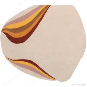 Custom Pebble Rug in Cream with Retro Stripe Sweep — in a room setting