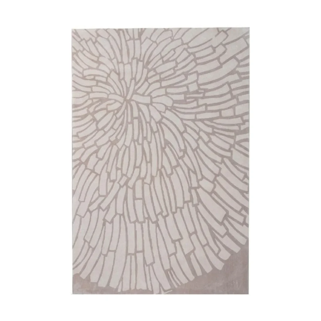 Custom Chrysanthemum Rug in Taupe on Cream — front view