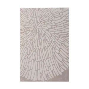 Custom Chrysanthemum Rug in Taupe on Cream — front view
