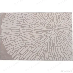 Custom Chrysanthemum Rug in Taupe on Cream — in a room setting