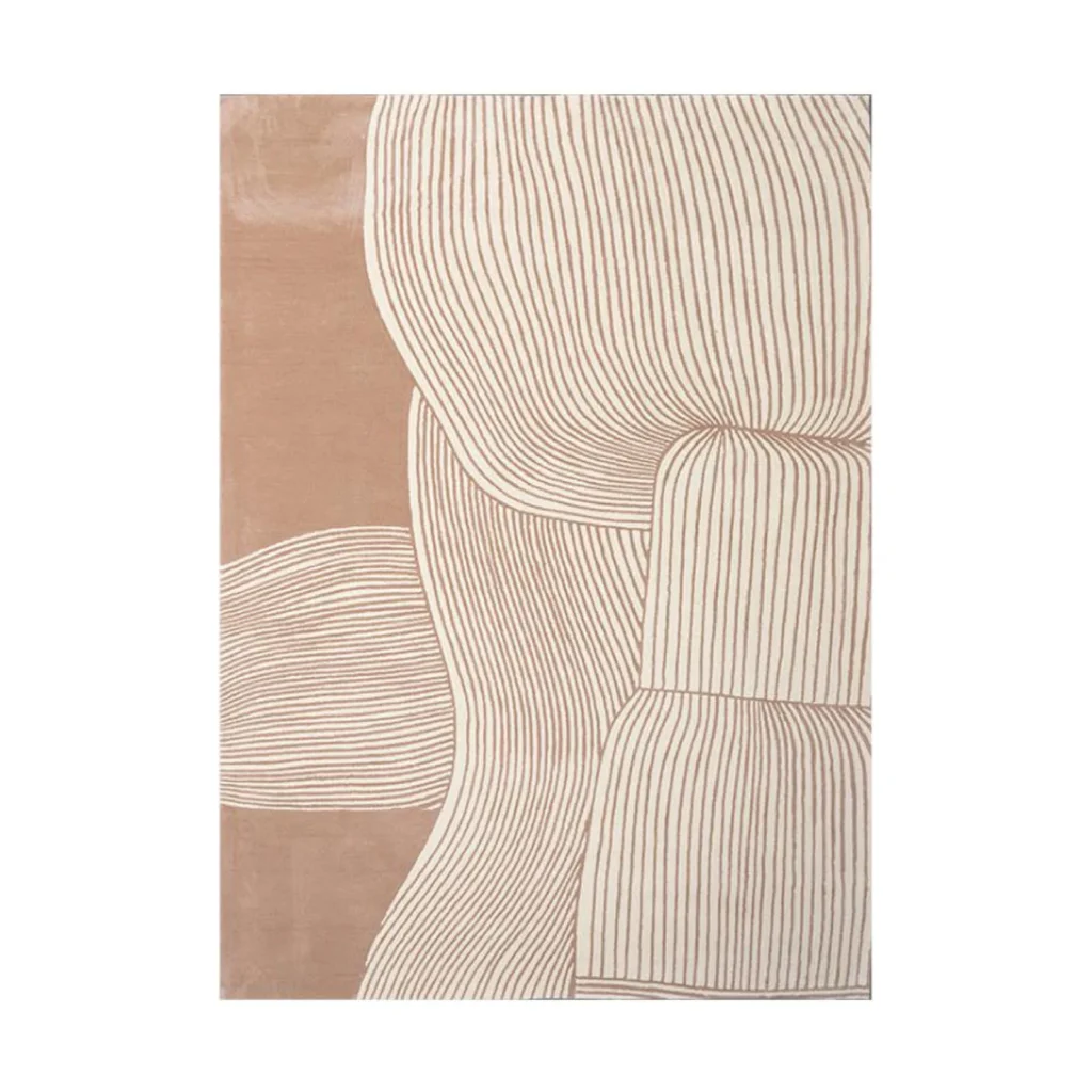 Custom Draped Line Rug in Blush and Cream — front view