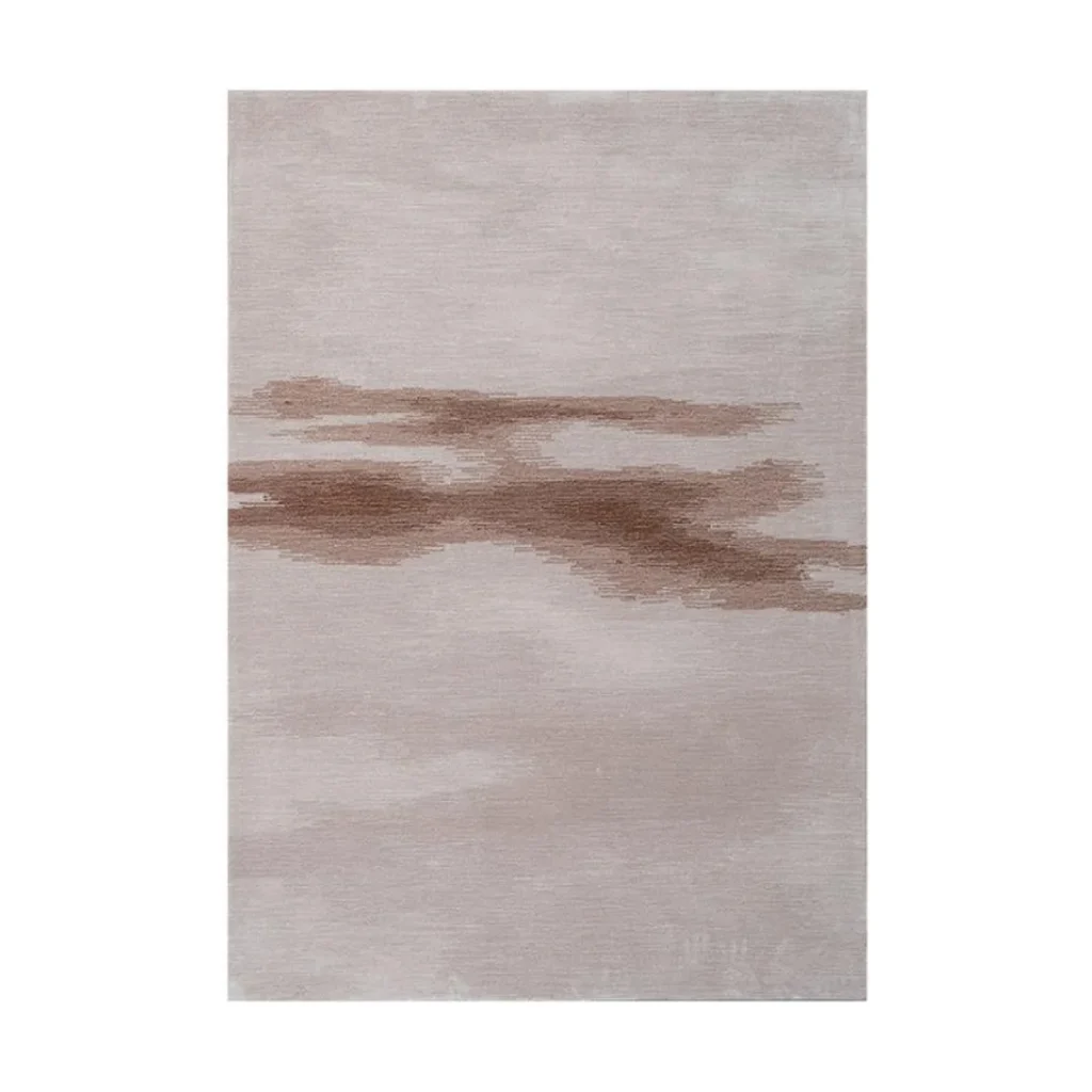 Custom Horizon Wash Rug in Pale Taupe with Brown Streak — front view