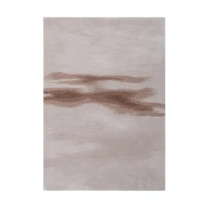 Custom Horizon Wash Rug in Pale Taupe with Brown Streak — front view