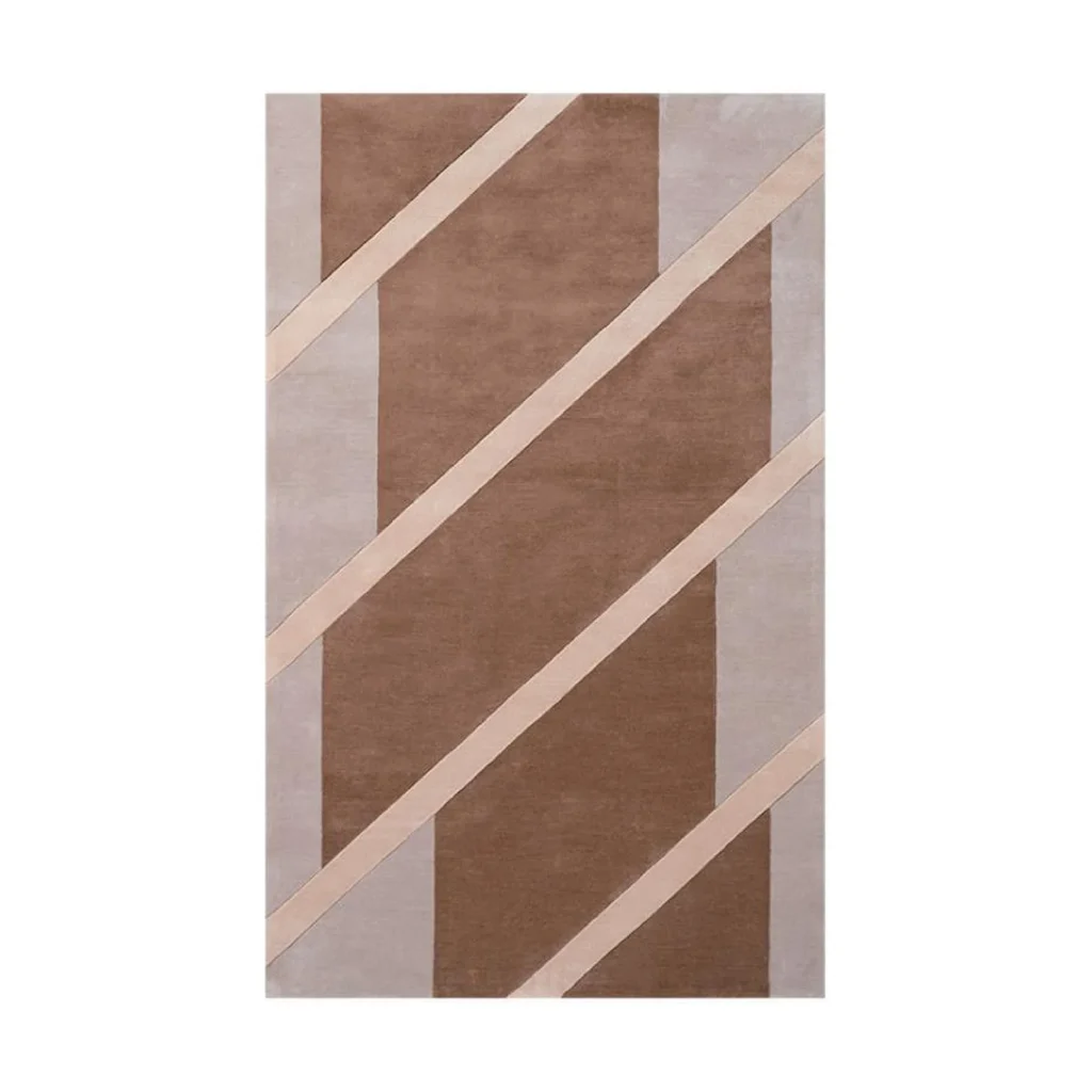 Custom Diagonal Stripe Rug in Brown, Blush and Grey — front view