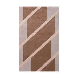 Custom Diagonal Stripe Rug in Brown, Blush and Grey — front view