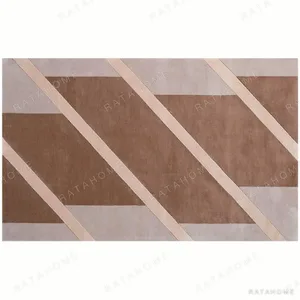 Custom Diagonal Stripe Rug in Brown, Blush and Grey — in a room setting