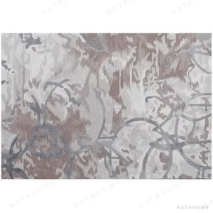 Custom Vine Tangle Rug in Taupe, Grey and Blue — in a room setting