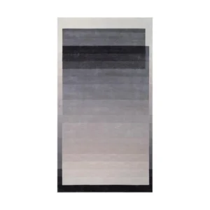 Custom Ombre Border Rug in Charcoal, Mauve and Grey — front view