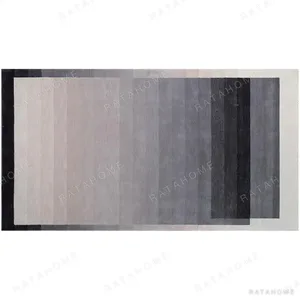 Custom Ombre Border Rug in Charcoal, Mauve and Grey — in a room setting