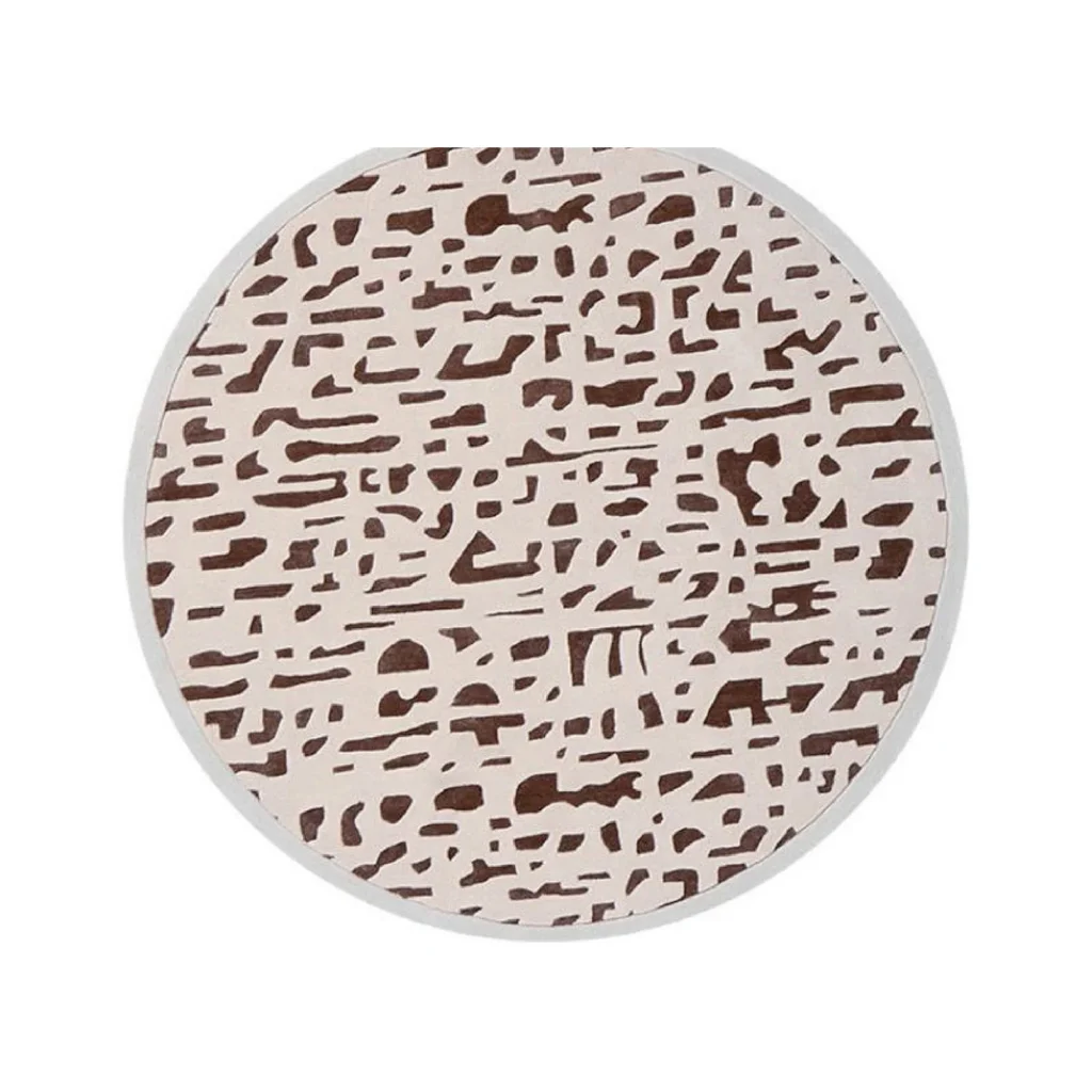 Custom Round Dash Rug in Brown on Cream — front view