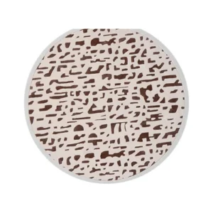 Custom Round Dash Rug in Brown on Cream — front view