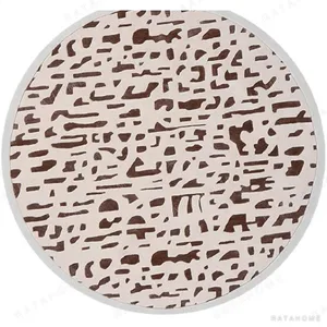Custom Round Dash Rug in Brown on Cream — in a room setting