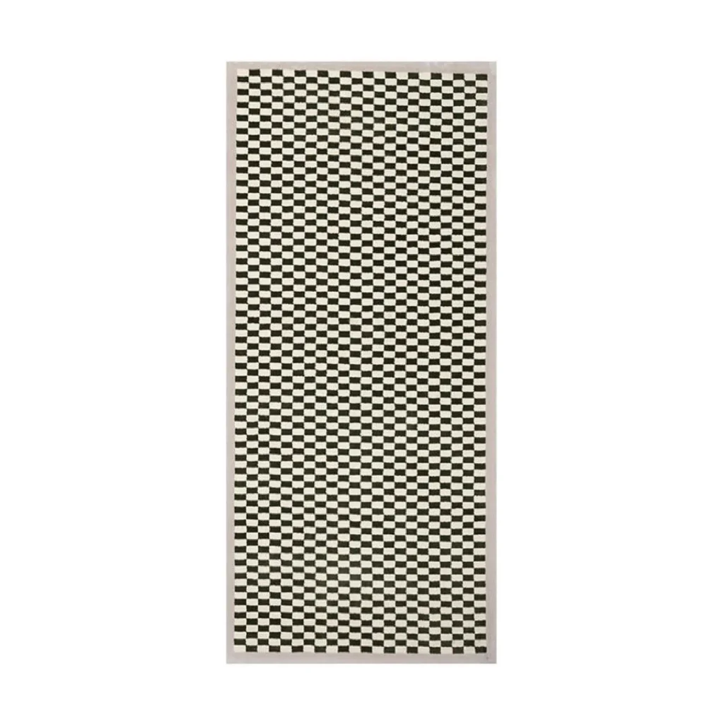 Custom Checkerboard Runner in Black and Cream — front view
